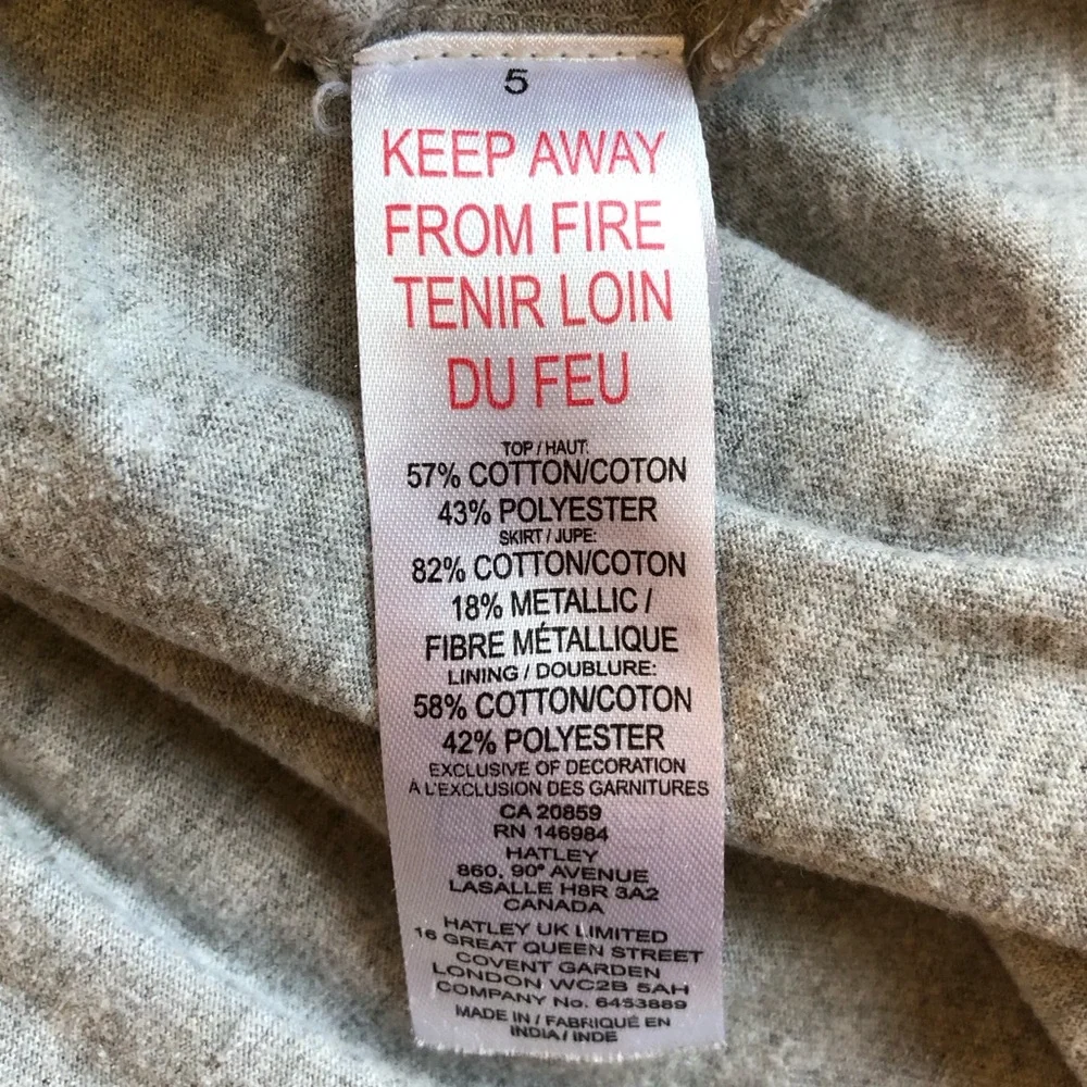 EUC Hatley Girl’s Dress-Sweatshirt Top with Butterfly + Striped Shimmer Skirt - Picture 7 of 7